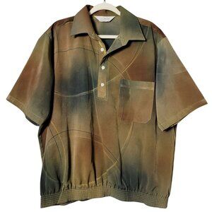 VTG D'Accord Mens Retro Y2K Abstract Grunge Elastic Banded Hem Polo Shirt XL USA